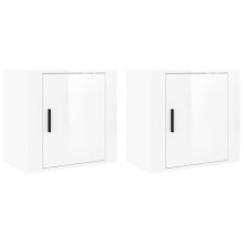 (High gloss white, 2 x Bedside cabinet) vidaXL 1/2x Wall-mounted Bedside Cabinet Floating Nightstand Multi Colours