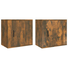 (Smoked oak, 2 x Bedside cabinet) vidaXL 1/2x Wall-mounted Bedside Cabinet Floating Nightstand Multi Colours