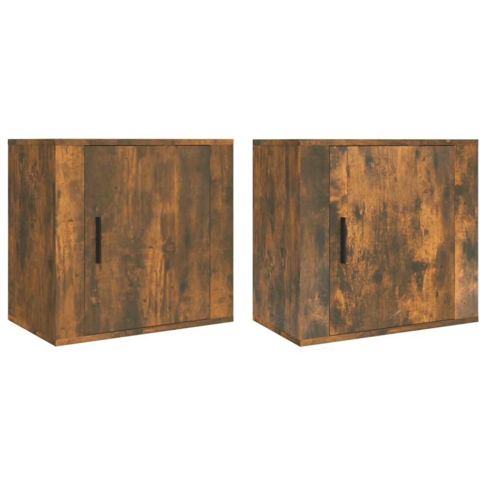 Vidaxl Wall-mounted Bedside Cabinets 2 Pcs Smoked Oak 50x30x47 Cm - Image 2