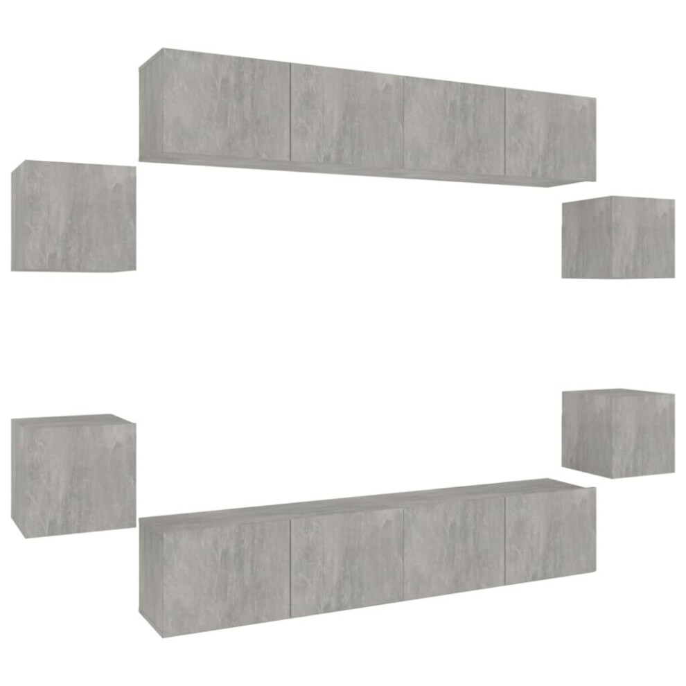 Photos - Mount/Stand VidaXL )  TV Cabinet Set Engineered Wood Furniture Multi Colours/Sizes 8/10 Piece (Concrete grey, 80 x 30 x 30 cm (W x D x H)