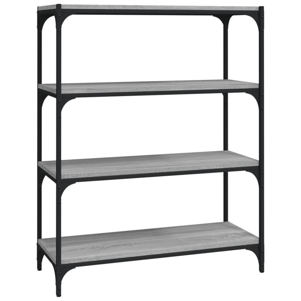 (Grey sonoma, 80 x 33 x 100 cm) vidaXL Book Cabinet Engineered Wood and Steel Media Rack Multi Colours/Sizes