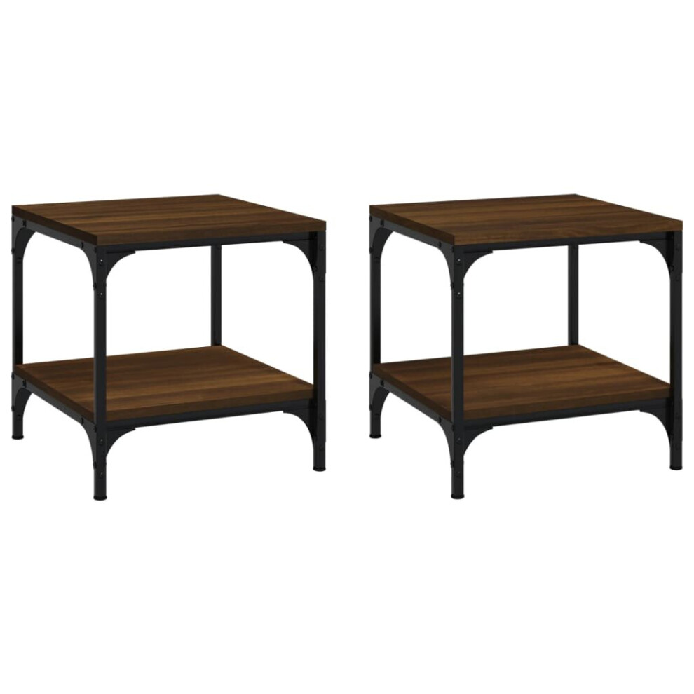 vidaXL - Side Tables - Set of 2 - Brown - 40x40x40 cm - Image 2