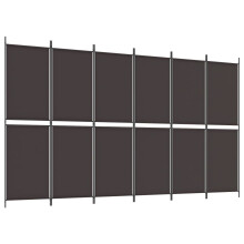 vidaXL 6-tlg. Paravent Braun 300x180 cm Stoff