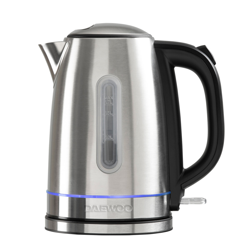 Daewoo Edinburgh Rapid Boil Kettle Cordless 3KW 1.7L Capacity Brushed Steel Silver
