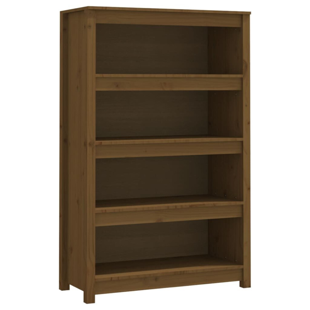 vidaXL 4 Shelf Bookcase - Solid Pine Wood - Honey Brown - 126 x 80 x 35cm - Image 3