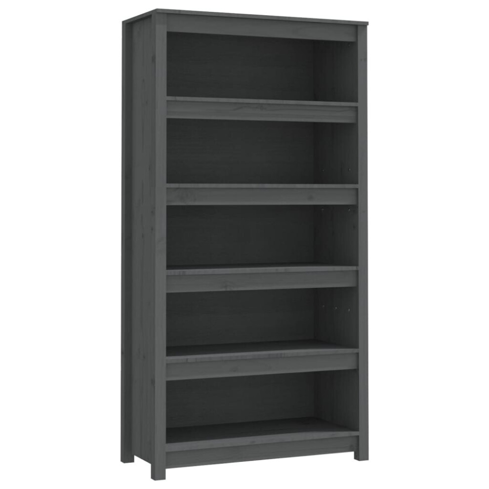 Vidaxl (, 80 X 35 X 154 Cm) Solid Wood Pine Book Cabinet Display Organiser Multi Colours/Sizes Grey