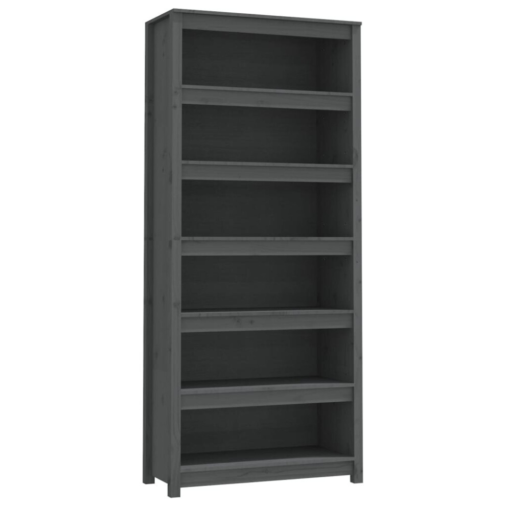 Vidaxl (, 80 X 35 X 183 Cm) Solid Wood Pine Book Cabinet Display Organiser Multi Colours/Sizes Grey