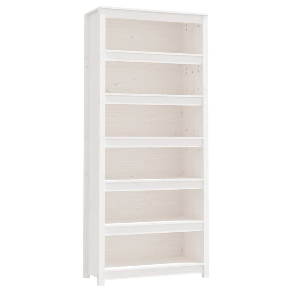 Vidaxl (, 80 X 35 X 183 Cm) Solid Wood Pine Book Cabinet Display Organiser Multi Colours/Sizes White