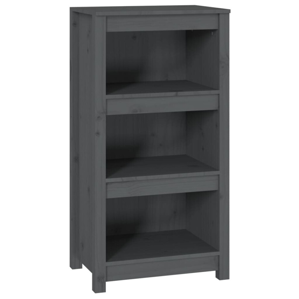 VidaXL Book Cabinet Grey Solid Pinewood 50x35x97cm - Wood Shelving Unit - Image 2