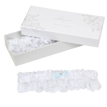 Wedding Elasticated Garter White Satin Lace & Ribbon Bridal Hen Party Accessory