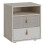Denim 2 Drawer Bedside Cabinet in Light Walnut, Grey Fabric Effect and Cashmere 1