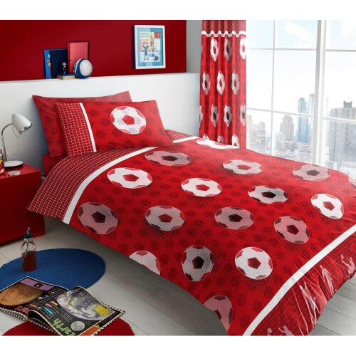 (Duvet Set - Single) Red football duvet set quilt cover / sheet set / curtains *buy separately