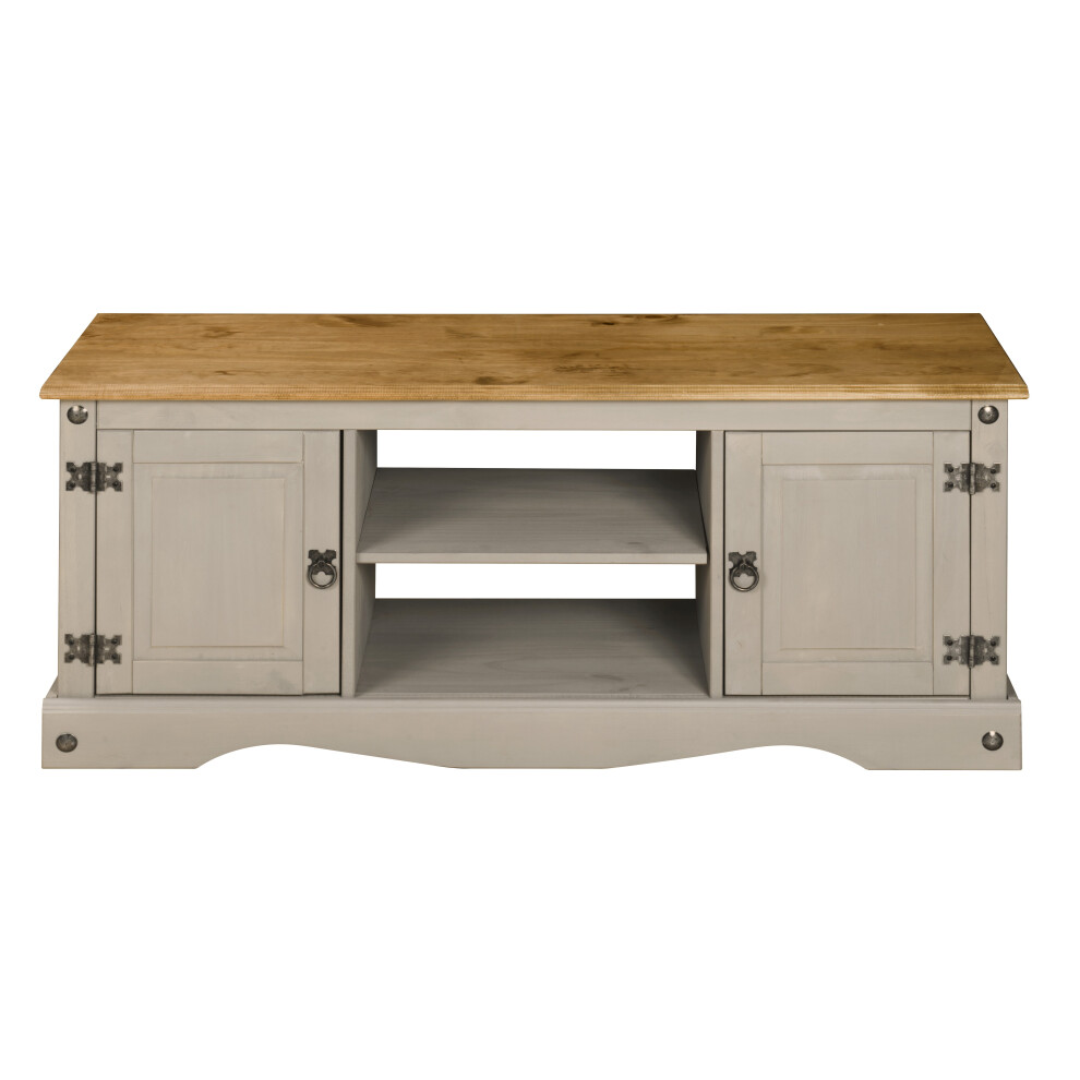 Corona Grey Flat Screen TV Stand 2 Door Television Cabinet Solid Wood Pine Unit