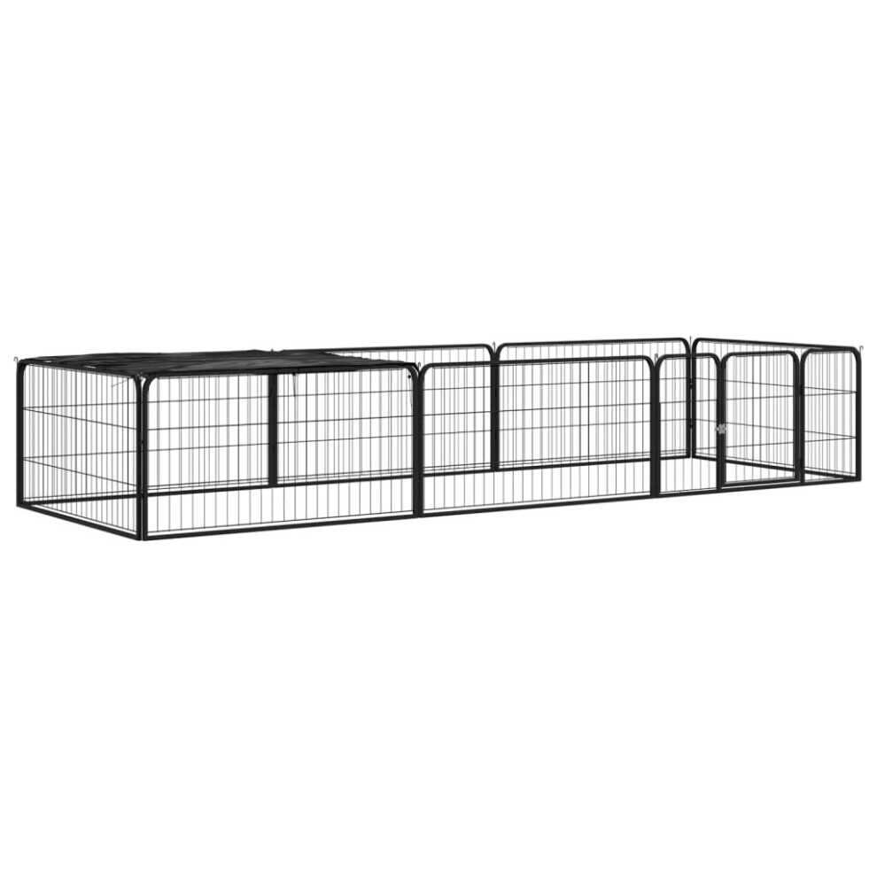 (300 x 100 x 50 cm) vidaXL Dog Playpen 4 Panels Black Powder-coated Steel Dog Kennel Multi Sizes