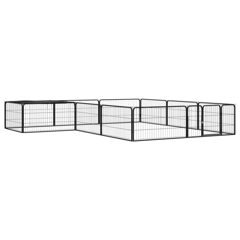 (300 x 300 x 50 cm) vidaXL Dog Playpen 4 Panels Black Powder-coated Steel Dog Kennel Multi Sizes