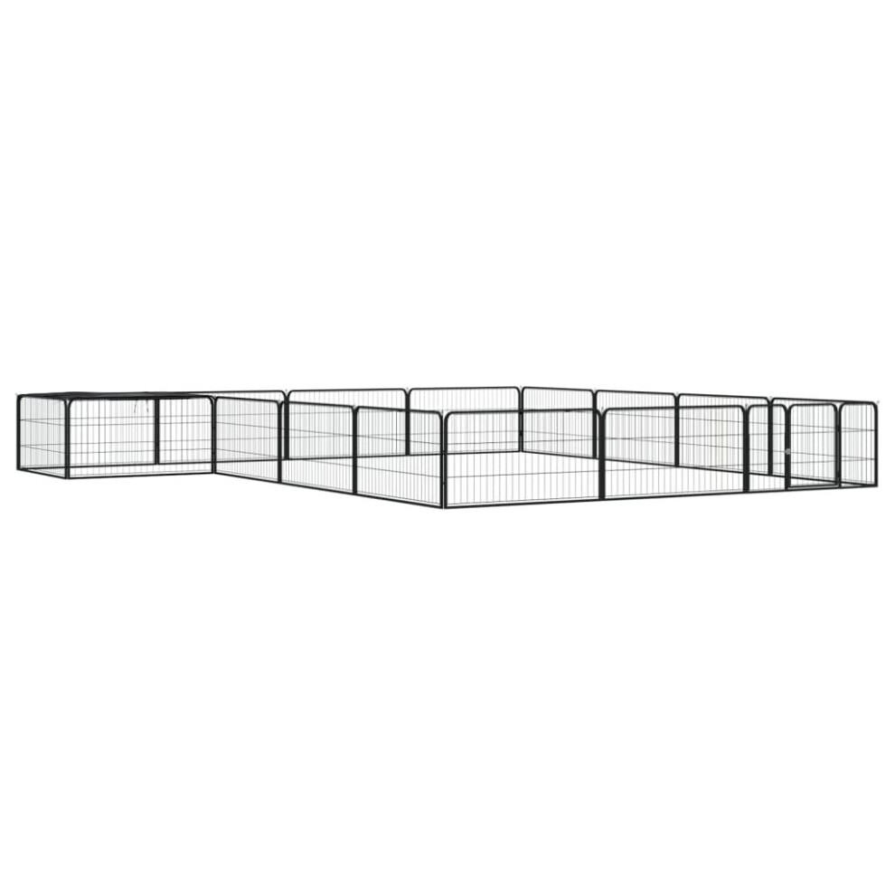 Vidaxl (400 X 400 X 50 Cm) Dog Playpen 4 Panels Black Powder-Coated Steel Dog Kennel Multi Sizes