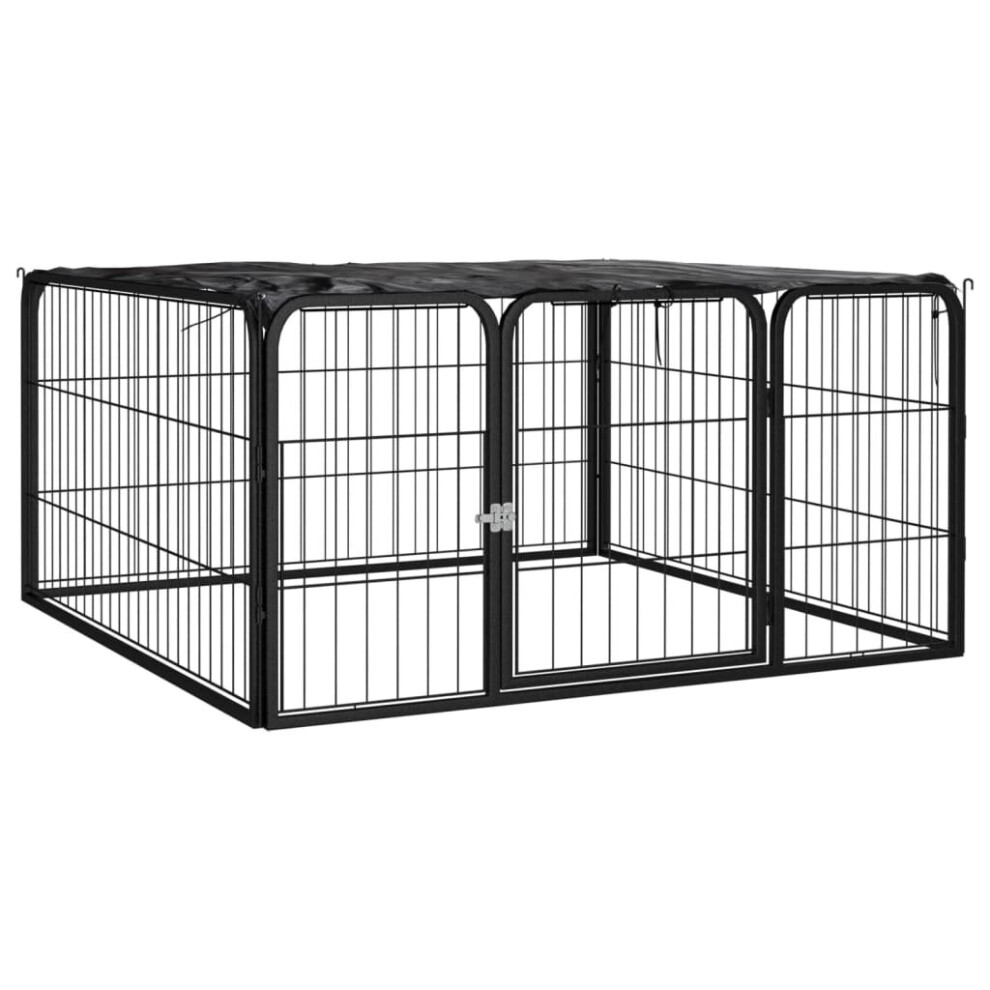 (100 x 100 x 50 cm) vidaXL Dog Playpen 4 Panels Black Powder-coated Steel Dog Kennel Multi Sizes