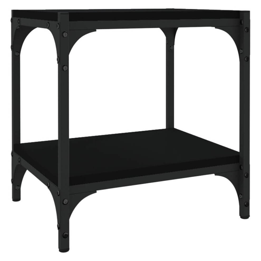 VIDAXL TV Cabinet Wood and Steel Industrial Style Small Black - Image 3