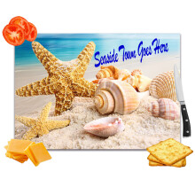 Seashells on The Seashore Personalised Toughened Glass Heat Resistant Worktop Saver Cutting and Chopping Board Gift