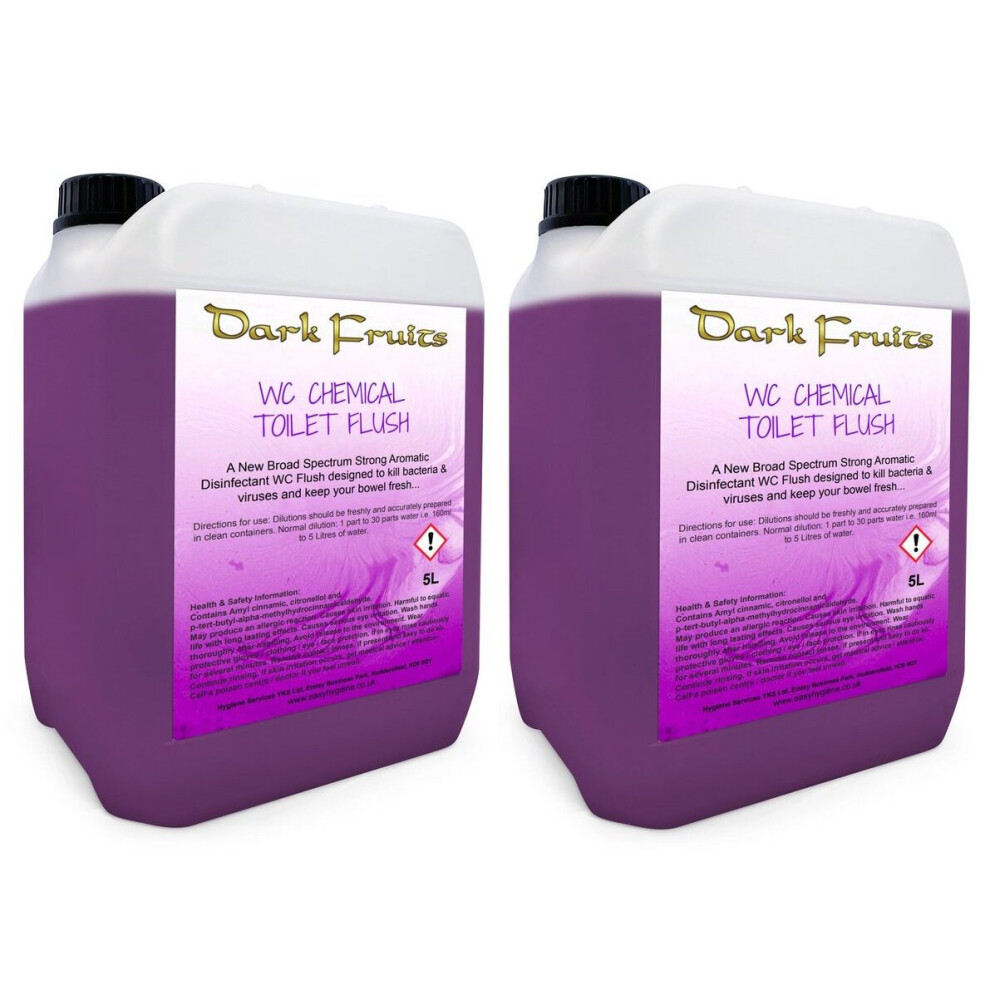 DARK FRUITS FLUSH 10L CHEMICAL TOILET fluid Cleaner Portable PINK rinse 2x 5L