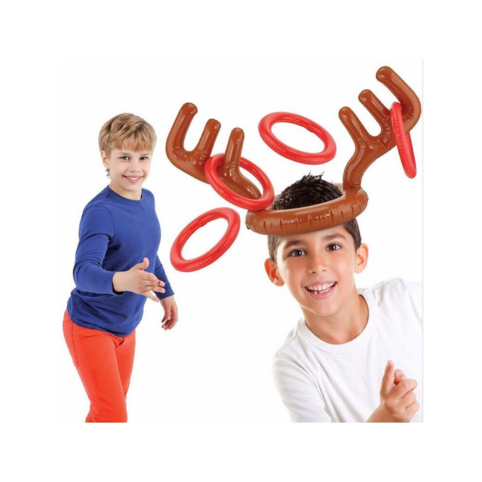 Christmas Inflatable Reindeer Antler Ring Toss Game Xmas Family Fun Party Toys