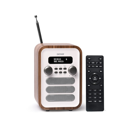Denver (White) DAB-48 Bluetooth DAB/DAB+ Digital Radio with Large Remote Control 1