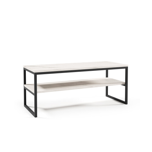 White 2 Tier Tony Shelf Polish Coffee Table 1