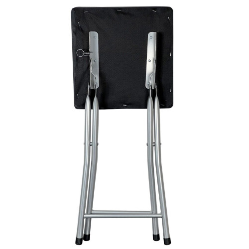 (black) Folding Square Stool SET OF 2 soft Seat Chrome 2