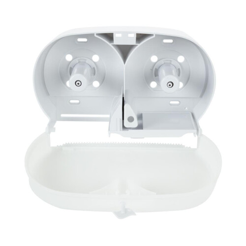 JanSan Dual Versatwin & Coreless Toilet Roll Dispenser White (Each) 2
