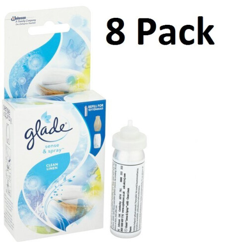 Glade 8 x Glade Sense and Spray Refill Clean Linen 18ml