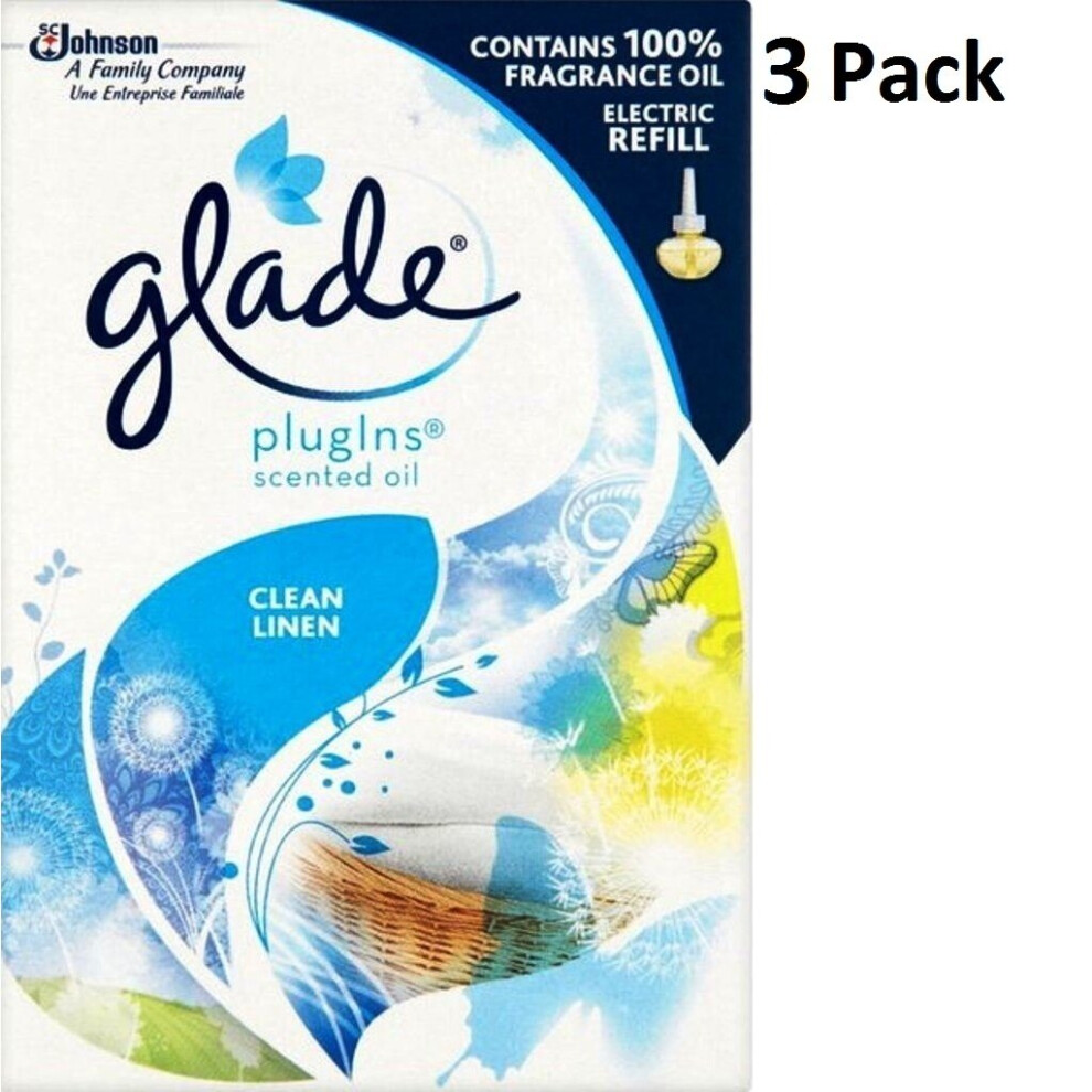 Glade Electric Plug In Refill Clean Linen 20ml (Pack of 3)