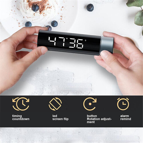 Round Kitchen Timer Digital Timer Magnetic Countdown Stopwatch Rotation Timer 1