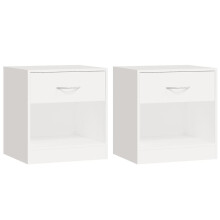 vidaXL 2x Bedside Cabinets with Drawer White Nightstand Chest Bedroom Table
