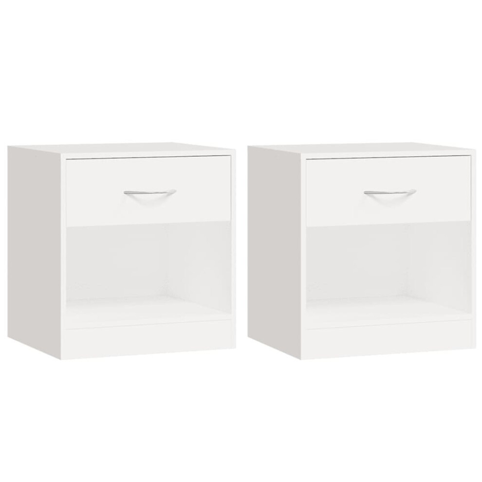 vidaXL 2x Bedside Cabinets with Drawer White Nightstand Chest Bedroom Table