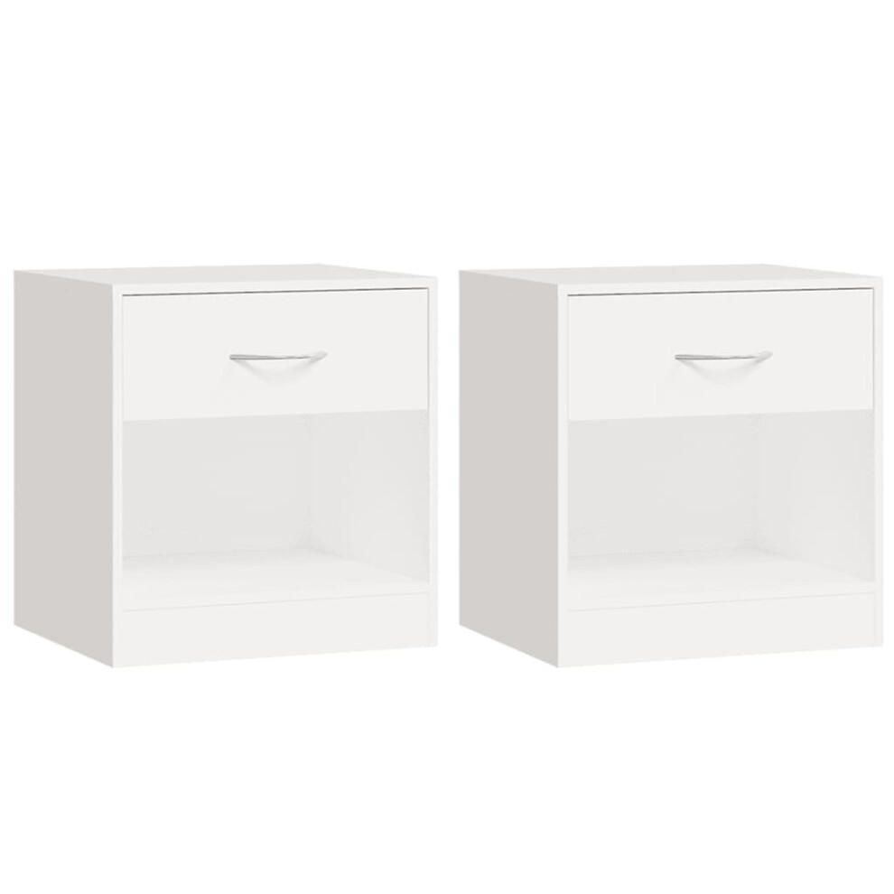 vidaXL 2x Bedside Cabinets With Drawer White Nightstand Chest Bedroom Table