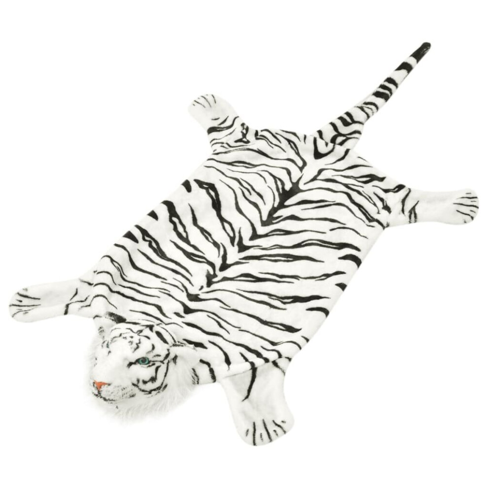 vidaXL Tiger Carpet Plush 144cm White Home Living Room Floor Mat Soft Rug