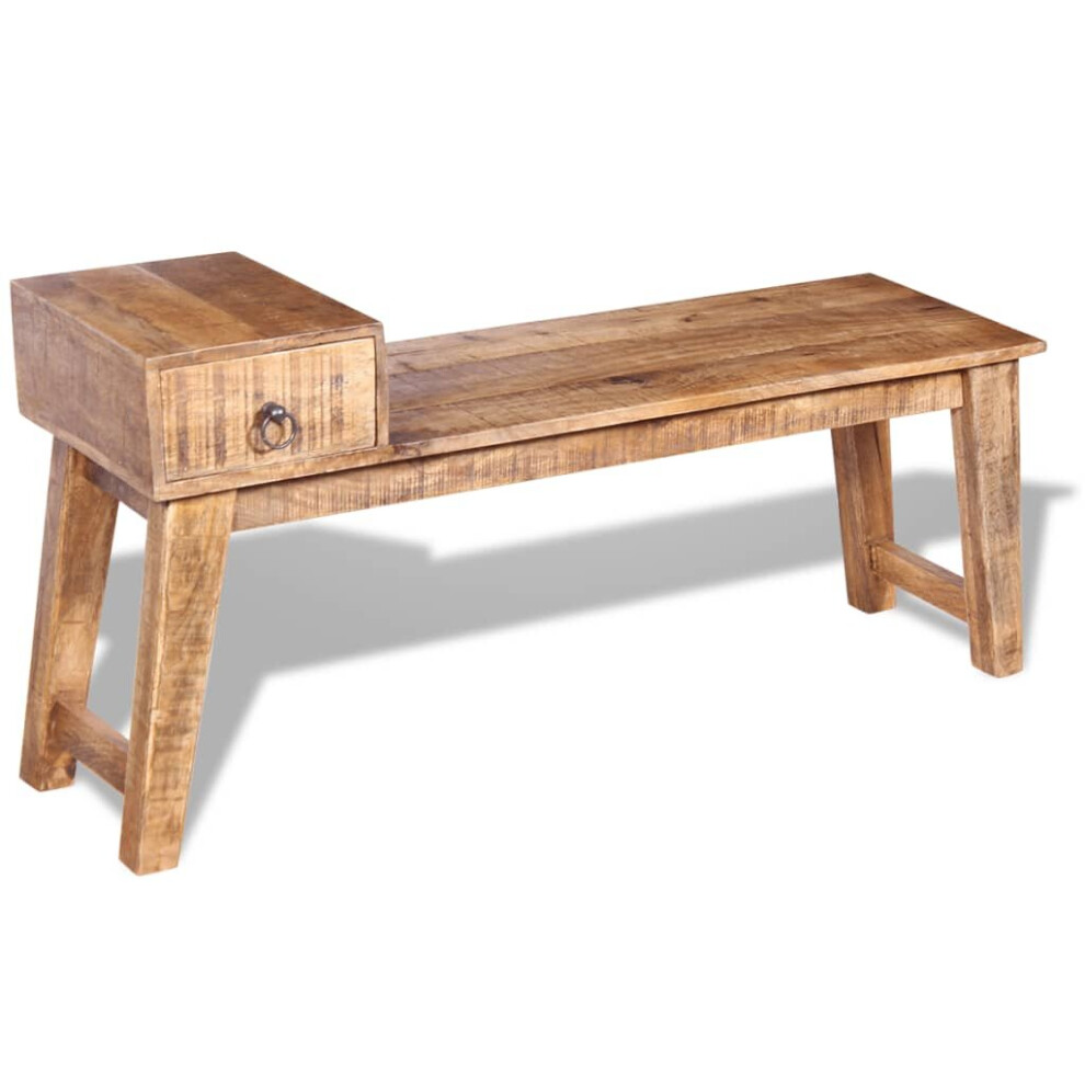 vidaXL Entryway Wooden Bench Home Garden Seat with a Drawer Solid Mango Wood