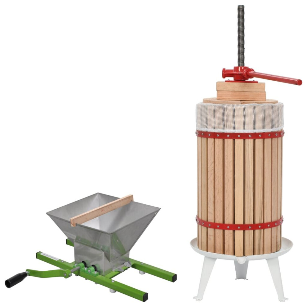 vidaXL Fruit & Wine Press and Crusher Set 2 Piece Juice Maker Cloth Bag 30L