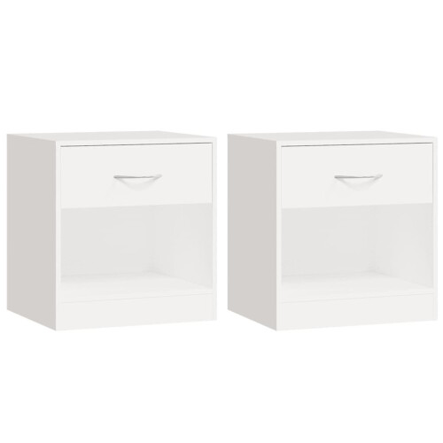 VidaXL vidaXL 2x Bedside Cabinets with Drawer White Nightstand Chest Bedroom Table 1