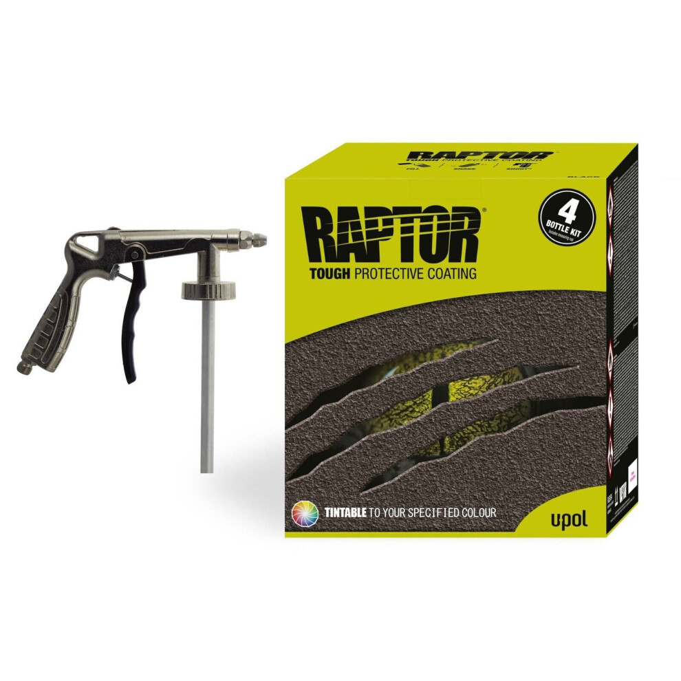 Upol Raptor Tintable 4X Liner Kit + Spray Gun Tough Coating Bedliner Paint U-Pol 3513236516957