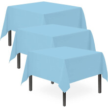 3-Pack Blue Table Cloths, 121 x 121 cm, Heavy-Duty Plastic - Reusable or Disposable Party Table Covers