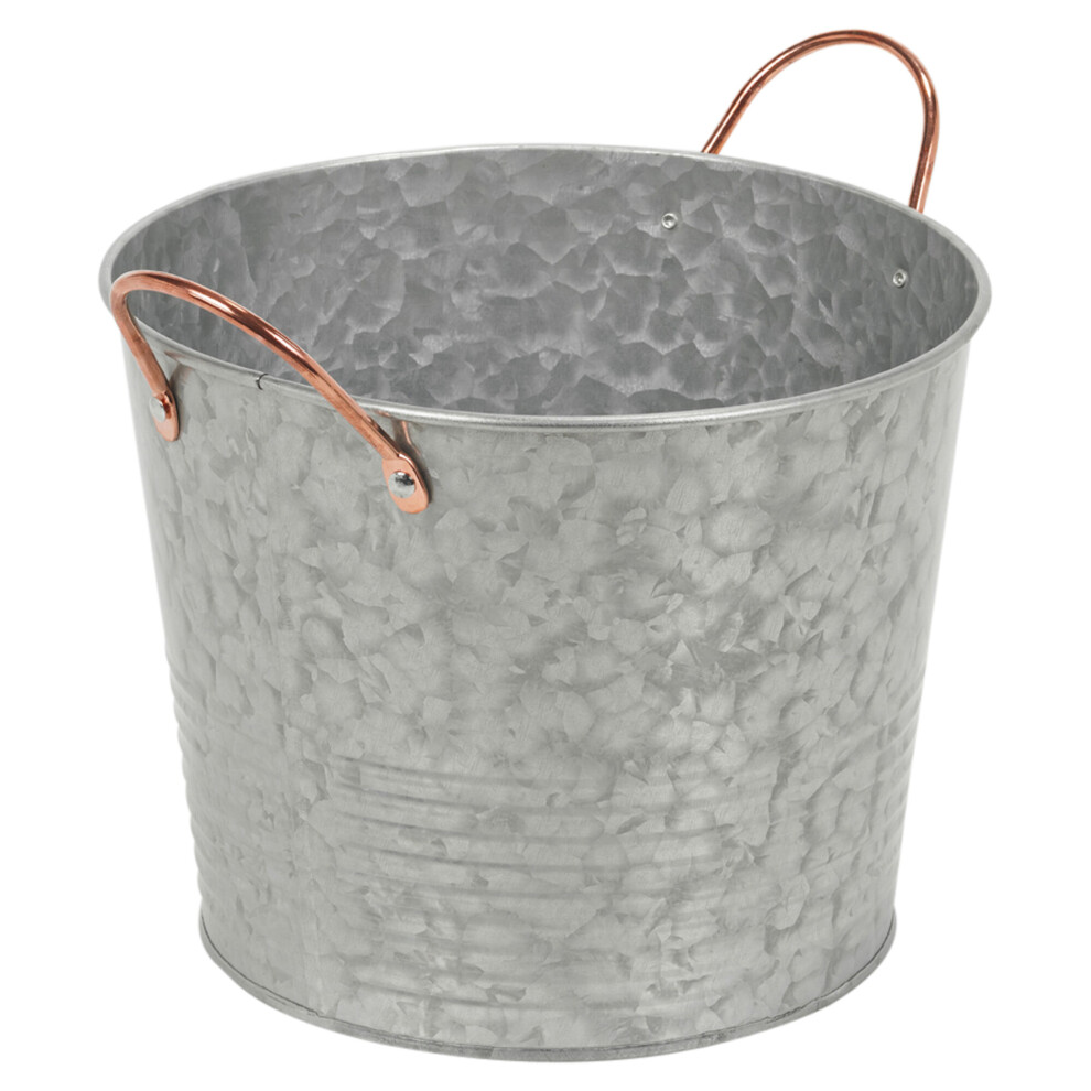 Round Galvanised Vintage Zinc Metal Champagne Chiller Ice Bucket