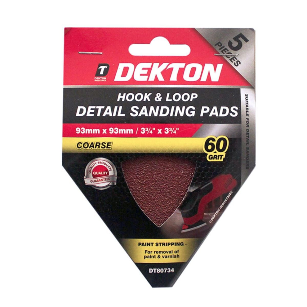 (60) Dekton Detail Palm Sanding Pads Triangle Sheets 40 60 80 120 Or Mixed Grit 93Mm 5055441431802