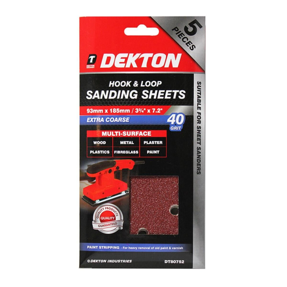 (40) Dekton 1/3 Sanding Pads Rectangular Sheets 40 60 80 120 Grit 93 x 185mm