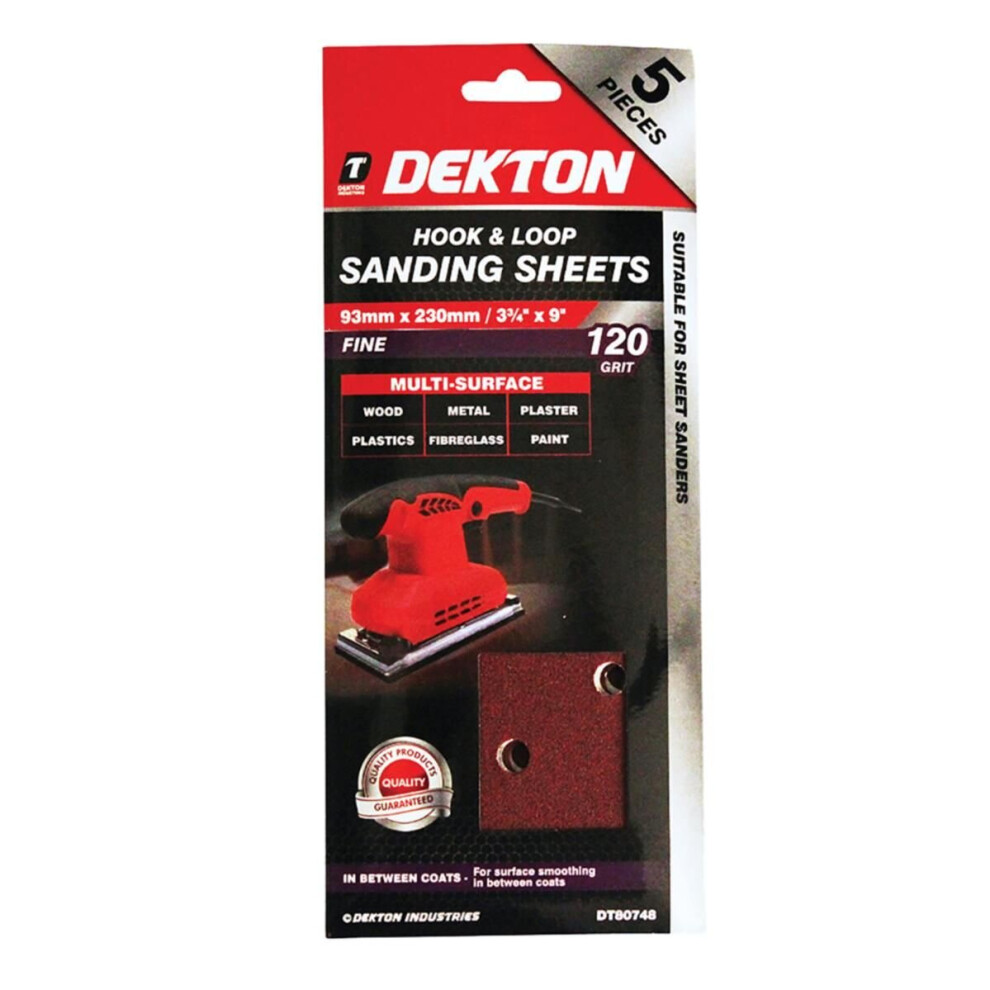 (120) Dekton Quality Hook And Loop Sanding Sheets For Sheet Sanders 40 - 120 Grit 5055441431949