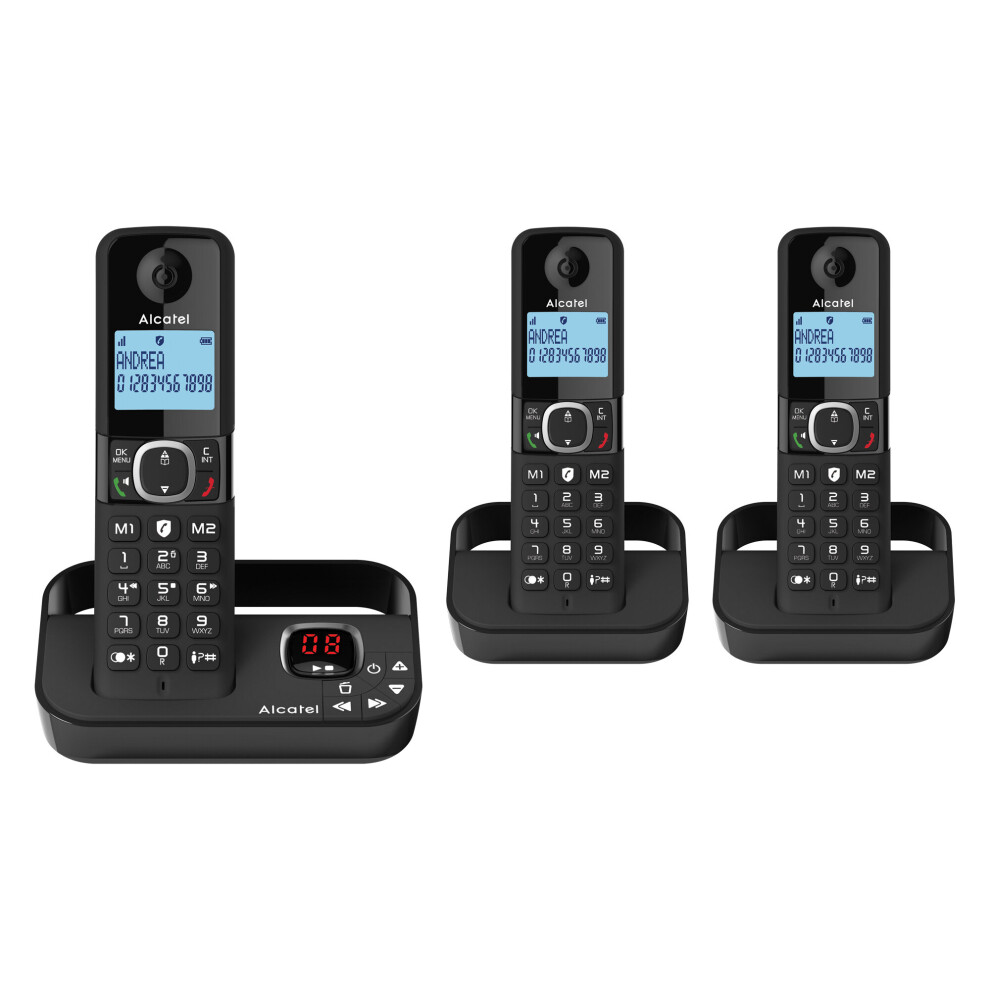 Alcatel F860 Voice full featured Cordless Phone, Triple Pack, Black