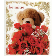 Be Mine Teddy & Roses Valentine's Greeting Card Beautiful Valentines Cards
