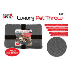 (Grey-Large) Luxury Dog Cat Pet Throw Blanket Microfibre Fleece Supersoft Warm Breathable