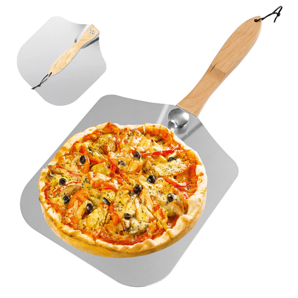 12 Inch Pizza Oven Peel Paddle with Folding Wooden Handle Lightweight Aluminium 