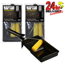 2 x U-POL Raptor 4" Roller & Paint Tray Mini Foam Roller Pack / Set